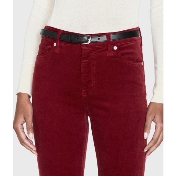 NWT PISTOLA 90s Cranberry Corduroy High Rise Raw Hem Cropped Boot Flare Jean 27 - Picture 5 of 9